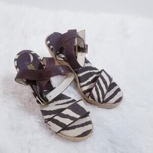 Michael Kors Zebra Print Espadrille Wedge Sandals